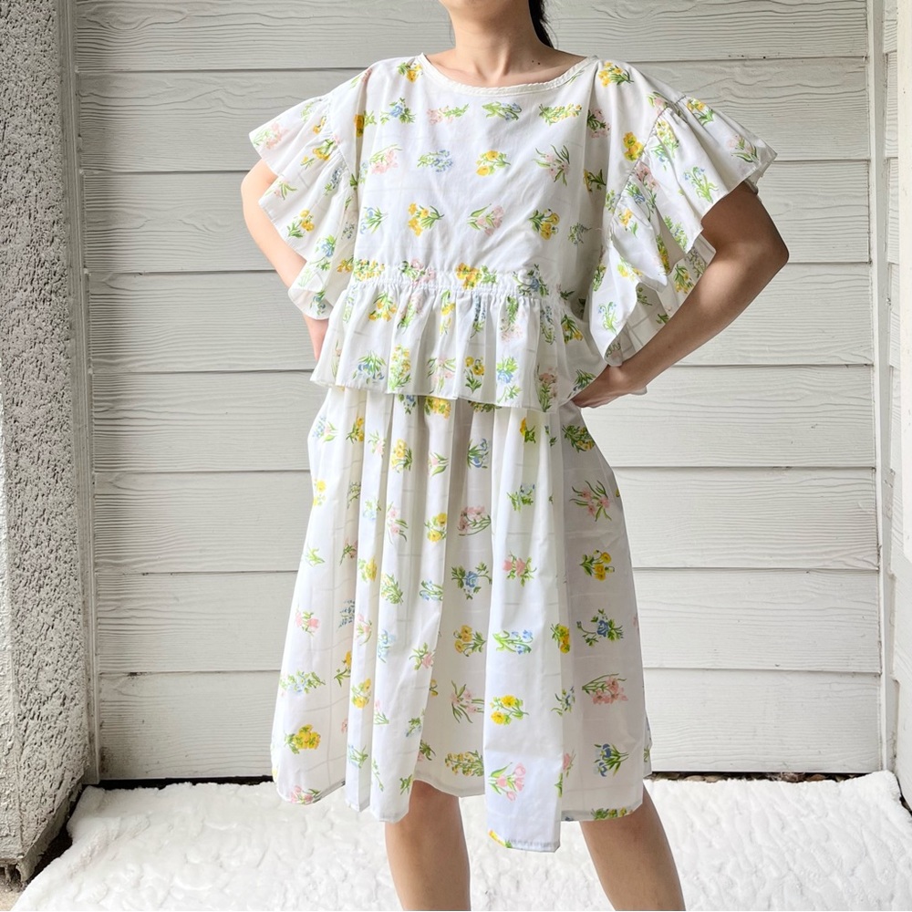 Handmade Vintage Utica Botanical Floral Ruffled Dress SKU 02211 - Picture 8 of 16
